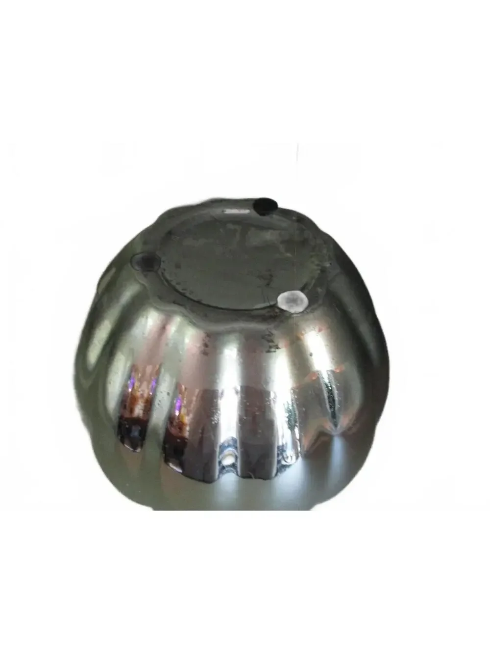 VTG Metallic Silver Metal Pumpkin Jack O Lantern Candle Holder Halloween Decor
